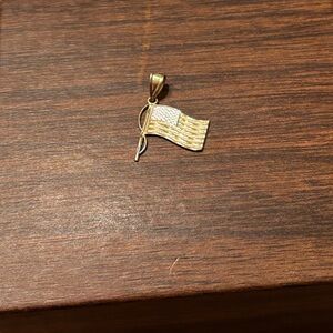 Michael Anthony 14K Gold and Silver American Flag Pendant God Bless America